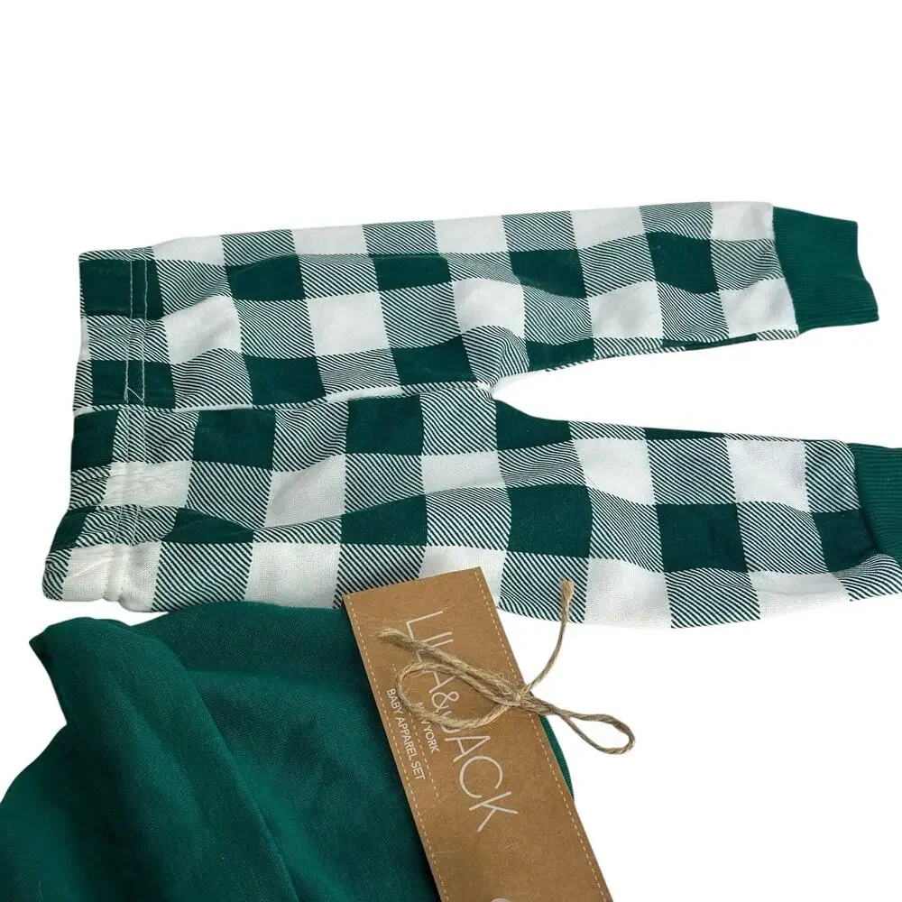 Lila & Jack Baby Christmas Outfit Tree Sweatshirt Plaid Pants 6–9M